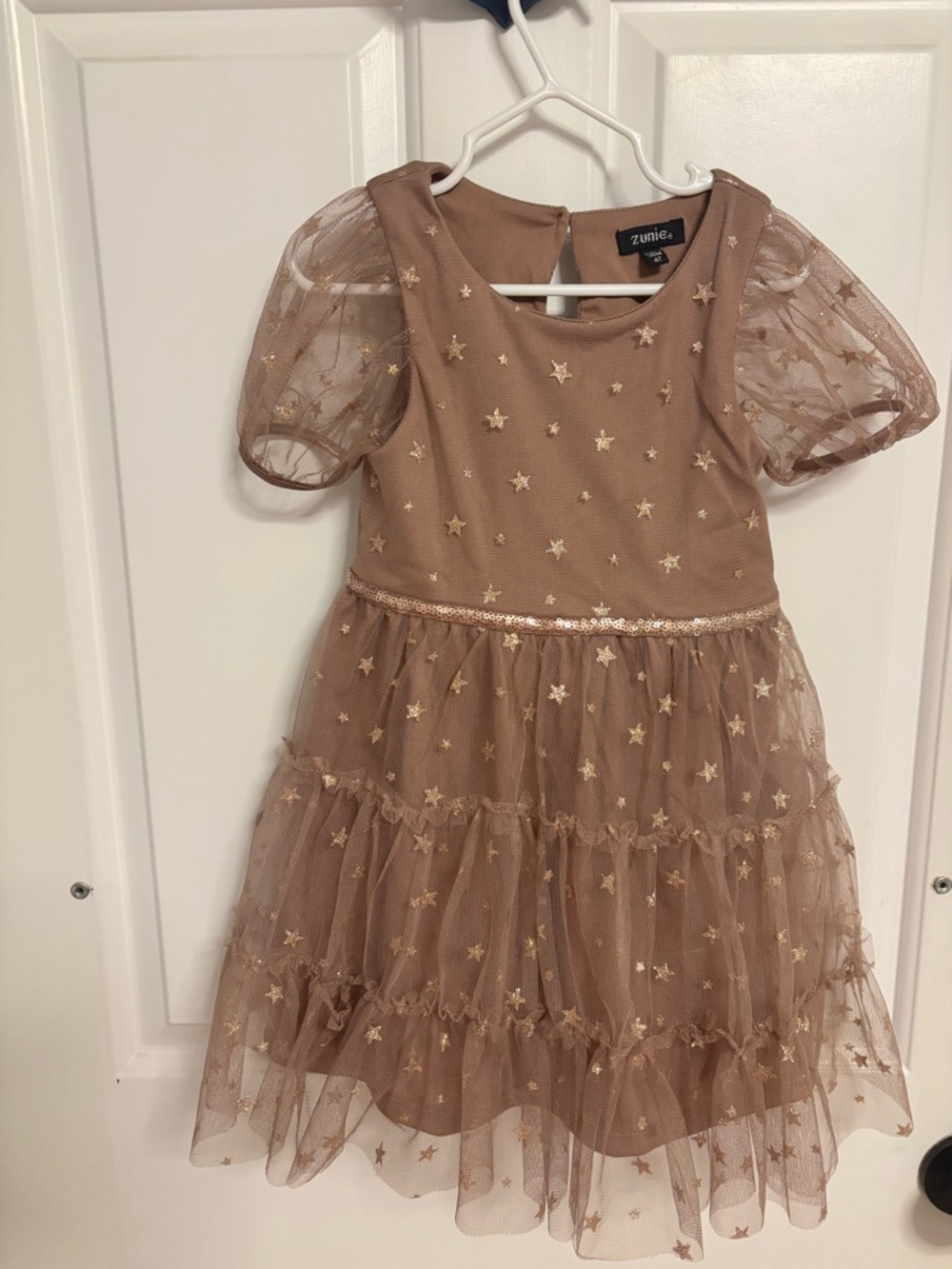 Zunie Toddler Tulle Dress NWOT | 4T | Tan with gold stars
